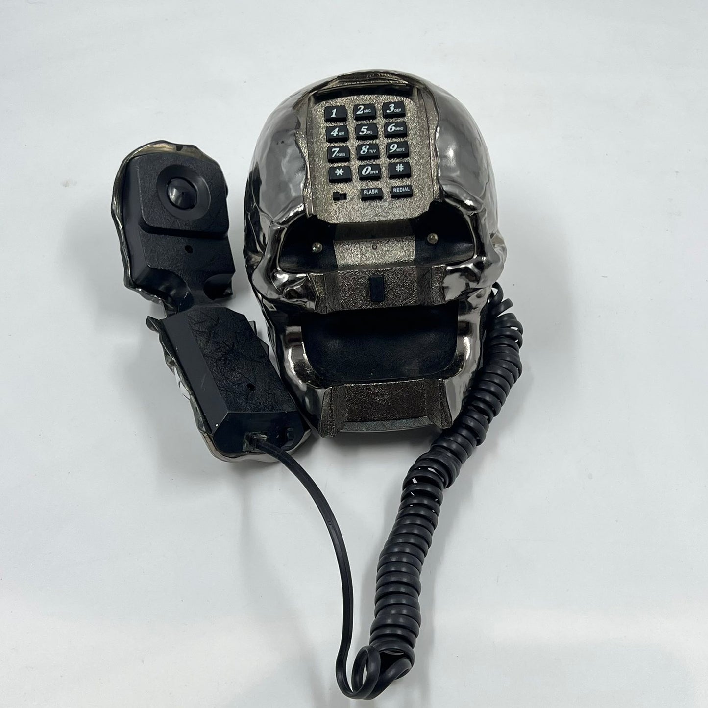 Retro τηλέφωνο κρανίο “Skull Novelty Telephone” – Μεταλλικό chrome design 90s