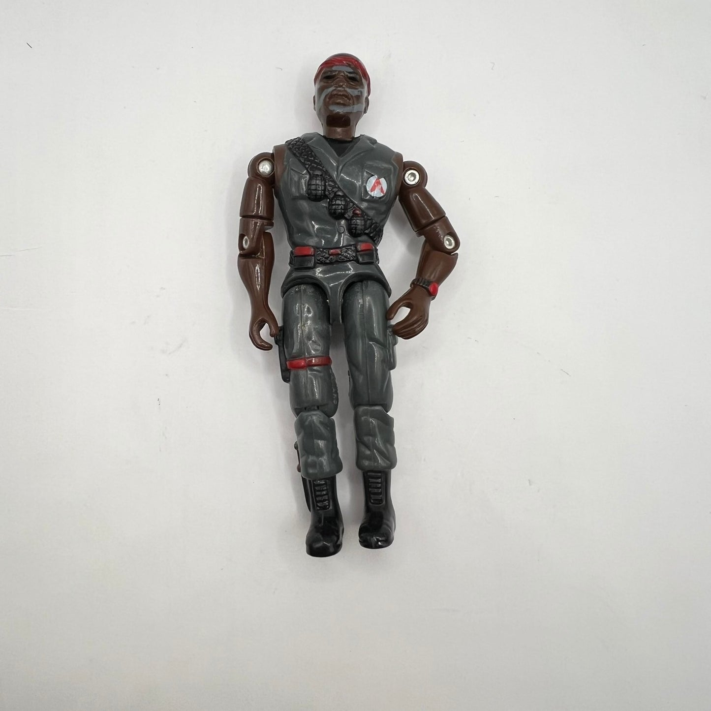 G.I. Joe Action Figure – Stalker (Grey Uniform, Red Bandana) Hasbro 1988