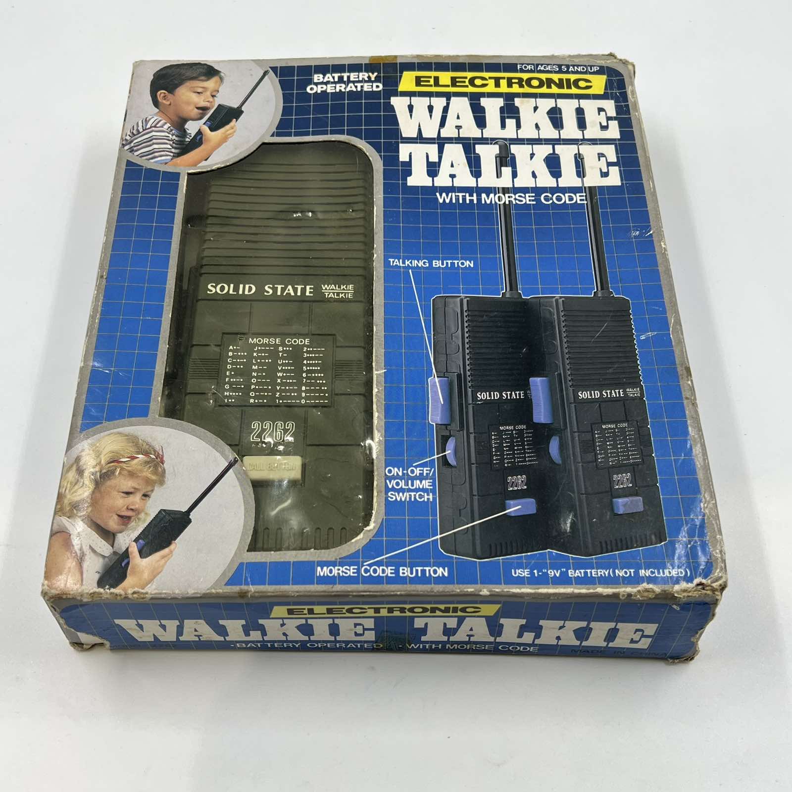 Vintage σετ Electronic Walkie Talkie Solid State με λειτουργία Morse Code σε αυθεντικό κουτί δεκαετίας 1980