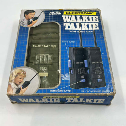 Vintage σετ Electronic Walkie Talkie Solid State με λειτουργία Morse Code σε αυθεντικό κουτί δεκαετίας 1980