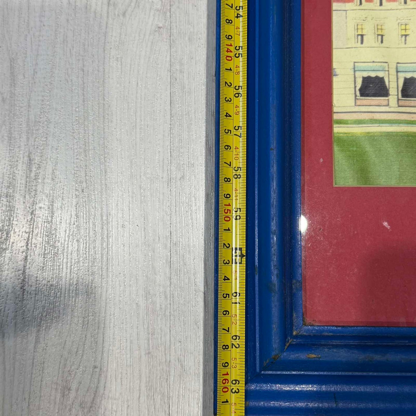 Μακρόστενο Μεγάλο Διακοσμητικό Μπλε Κάδρο με Vintage Postcards