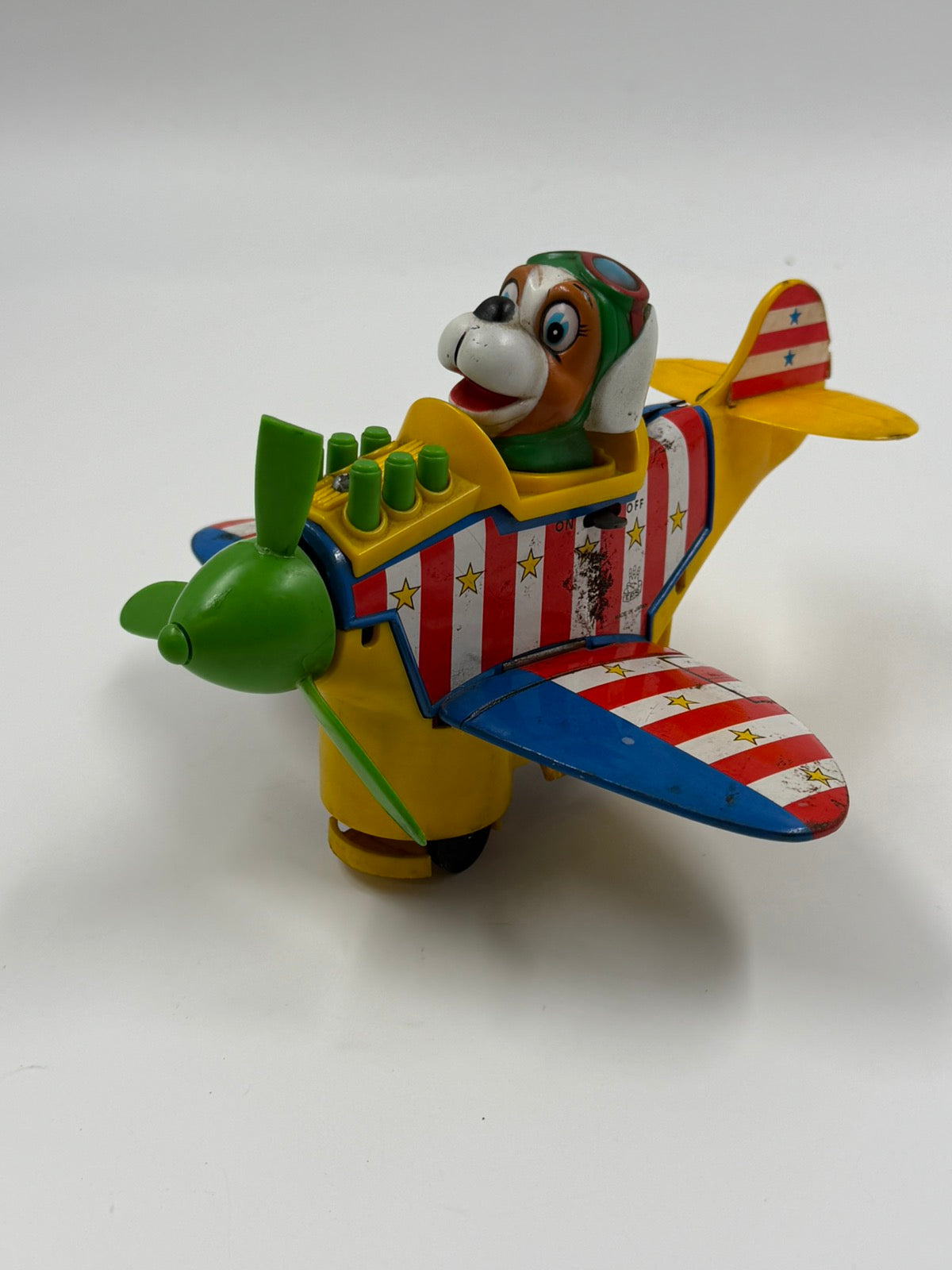 Vintage TPS Jolly Plane Doggy Pilot – Tin Toy Αεροπλάνο Made in Japan 1960s (For Parts / Repair)