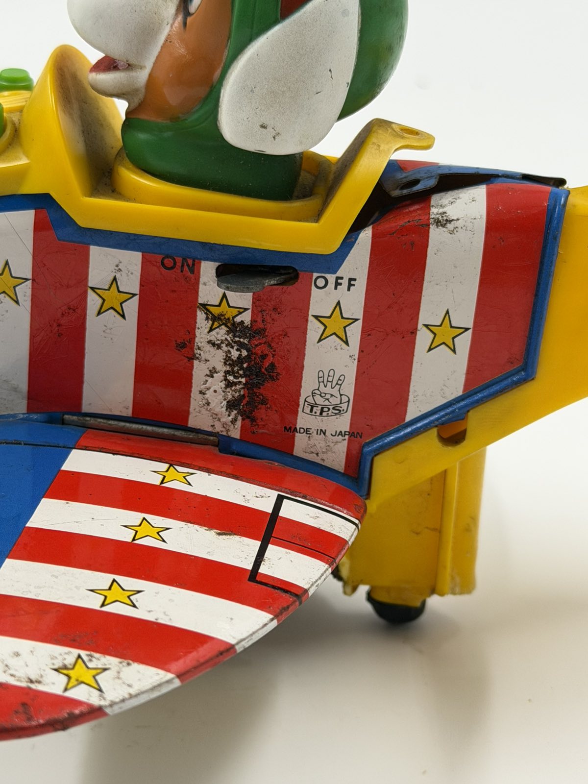 Vintage TPS Jolly Plane Doggy Pilot – Tin Toy Αεροπλάνο Made in Japan 1960s (For Parts / Repair)