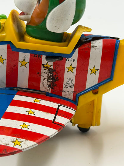 Vintage TPS Jolly Plane Doggy Pilot – Tin Toy Αεροπλάνο Made in Japan 1960s (For Parts / Repair)