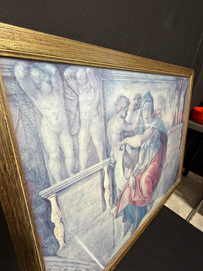 Κάδρο Αναγεννησιακού Στυλ – Εκτύπωση Michelangelo Sibyl σε Ξύλινη Πανέμορφη Χρυσή Κορνίζα (Art Print) 86Χ66
