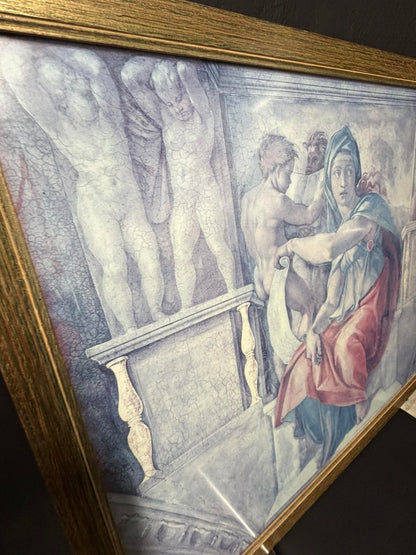 Κάδρο Αναγεννησιακού Στυλ – Εκτύπωση Michelangelo Sibyl σε Ξύλινη Πανέμορφη Χρυσή Κορνίζα (Art Print) 86Χ66