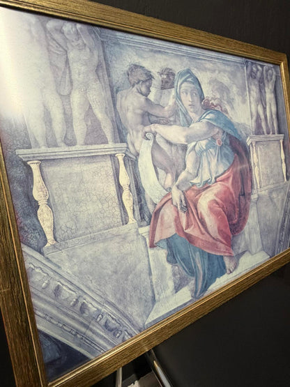 Κάδρο Αναγεννησιακού Στυλ – Εκτύπωση Michelangelo Sibyl σε Ξύλινη Πανέμορφη Χρυσή Κορνίζα (Art Print) 86Χ66