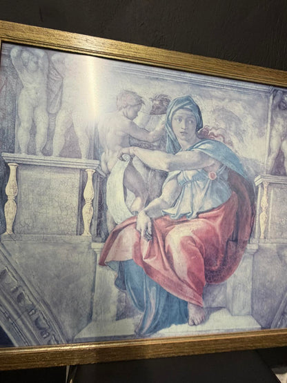 Κάδρο Αναγεννησιακού Στυλ – Εκτύπωση Michelangelo Sibyl σε Ξύλινη Πανέμορφη Χρυσή Κορνίζα (Art Print) 86Χ66