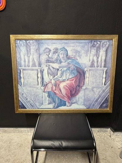 Κάδρο Αναγεννησιακού Στυλ – Εκτύπωση Michelangelo Sibyl σε Ξύλινη Πανέμορφη Χρυσή Κορνίζα (Art Print) 86Χ66